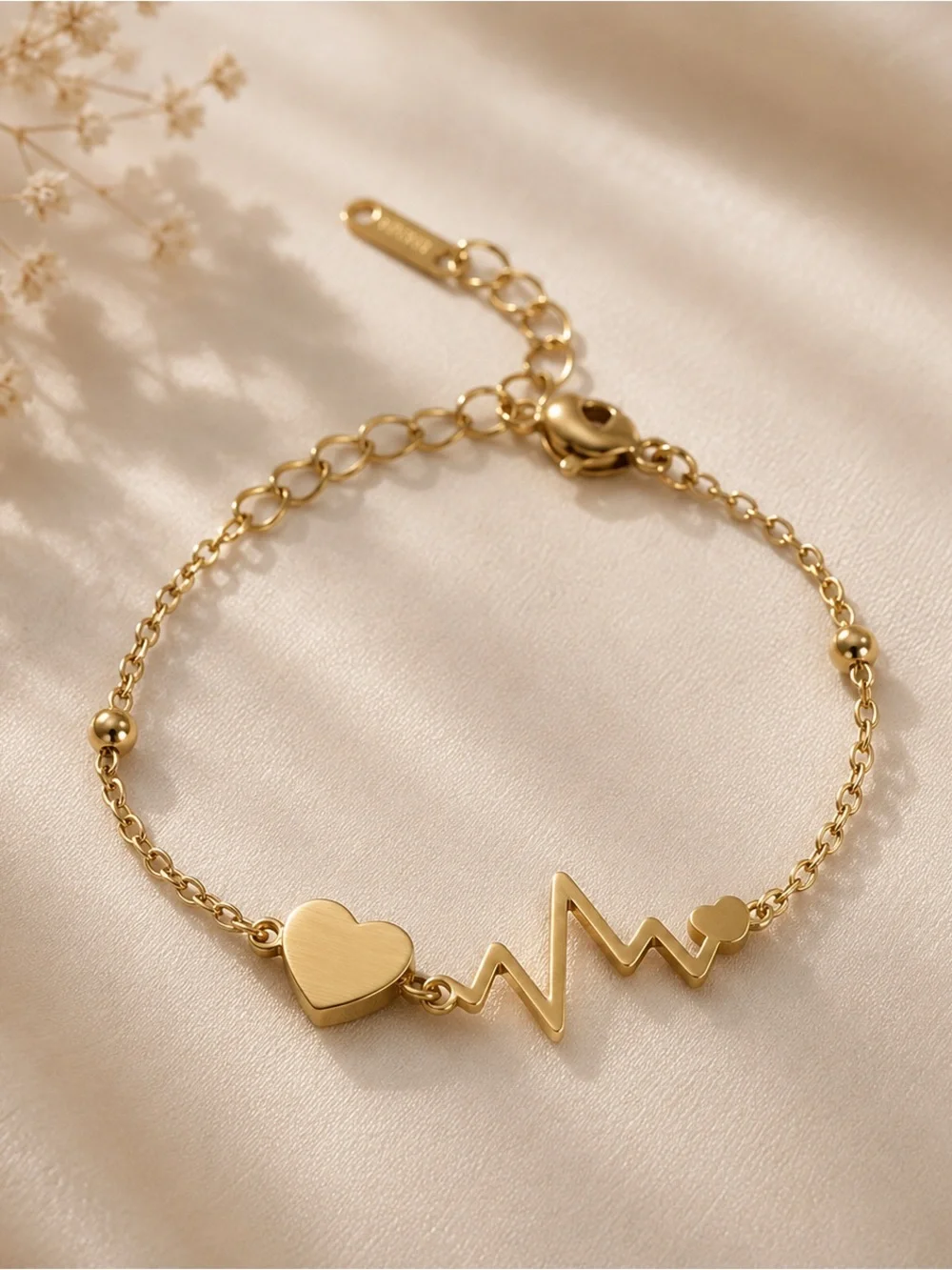Gold Plated Heartbeat Heart Bracelet - Women Jewelry